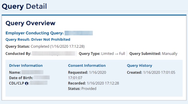 Sample Clearinghouse Query