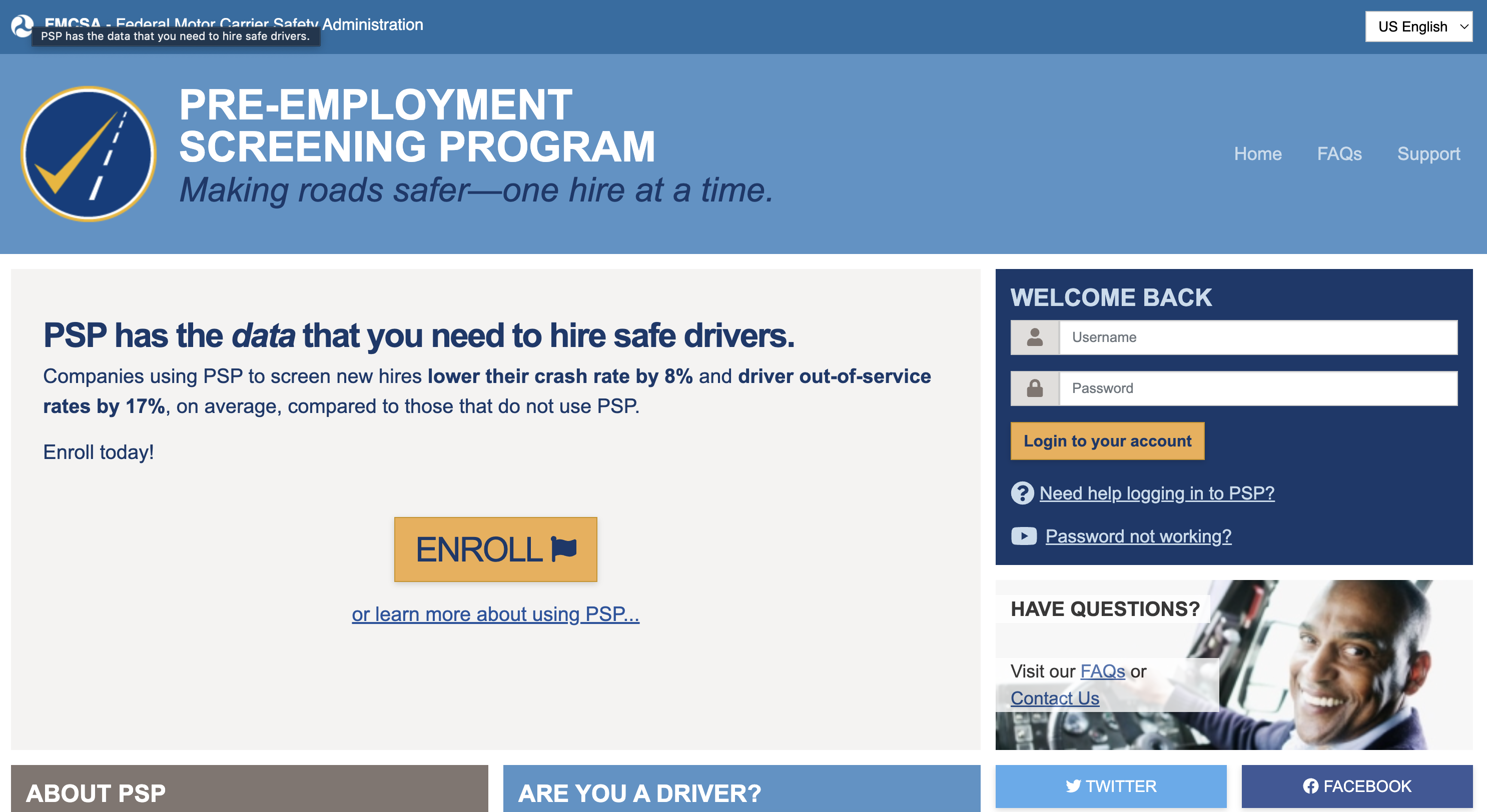 Screenshot from PSP website